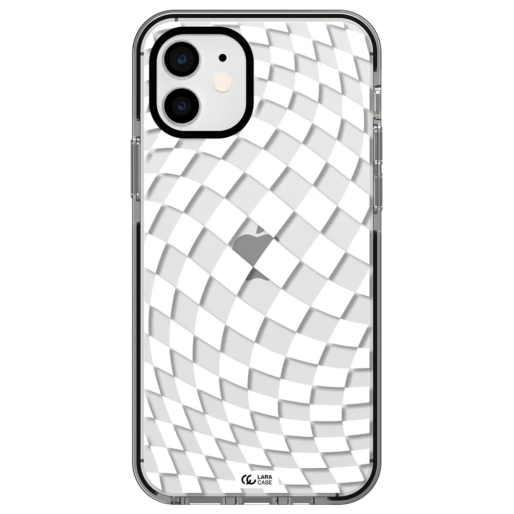 Wavy Checkered Apple iPhone 11 impact black border Case