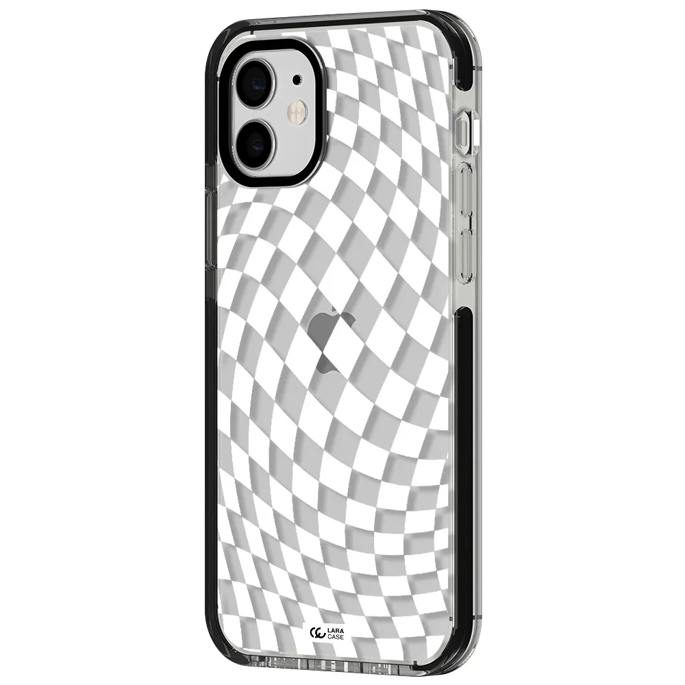 Wavy Checkered Apple iPhone 11 impact black border Case