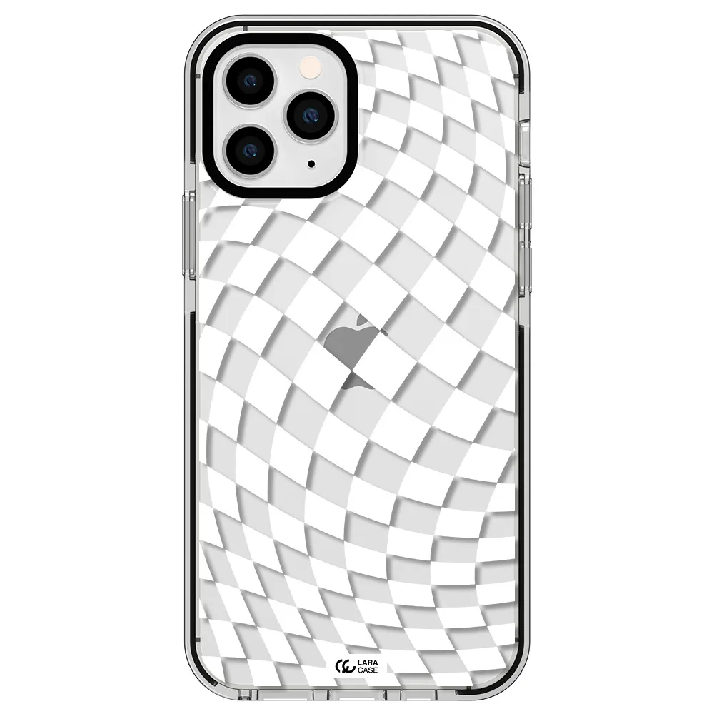 Wavy Checkered Apple iPhone 11 pro impact black border Case