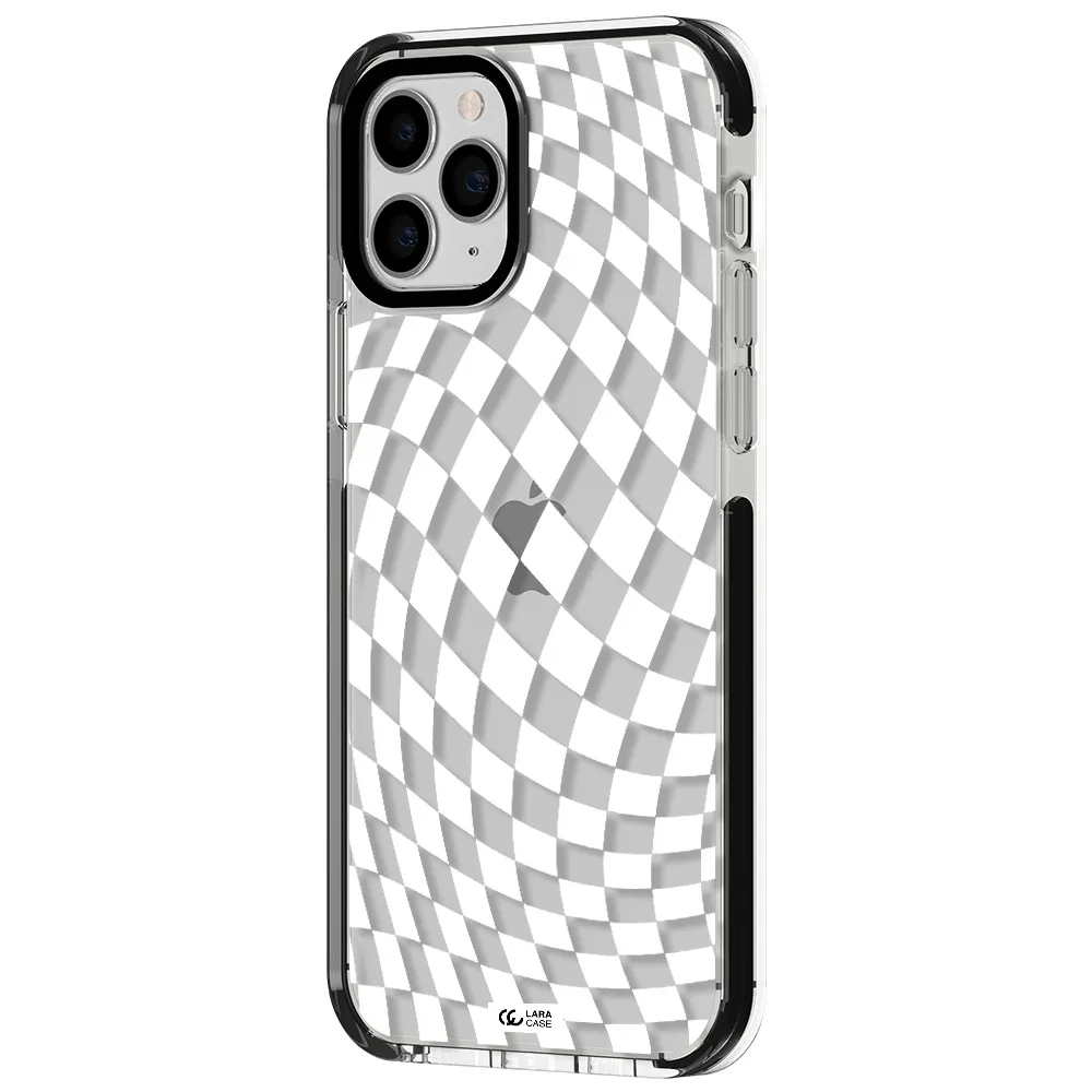 Wavy Checkered Apple iPhone 11 pro impact black border Case