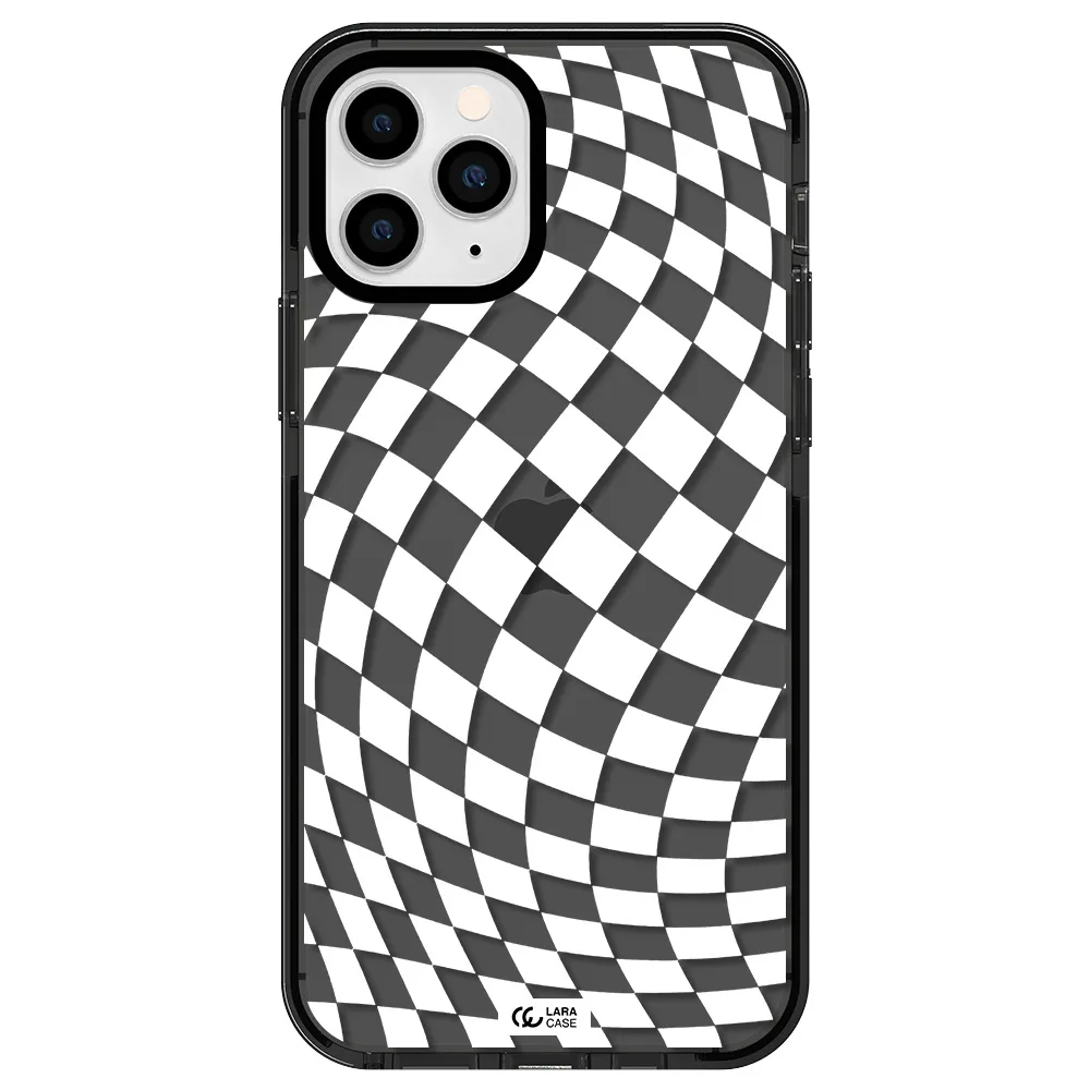 Wavy Checkered Apple iPhone 11 pro impact Smoke Black Case