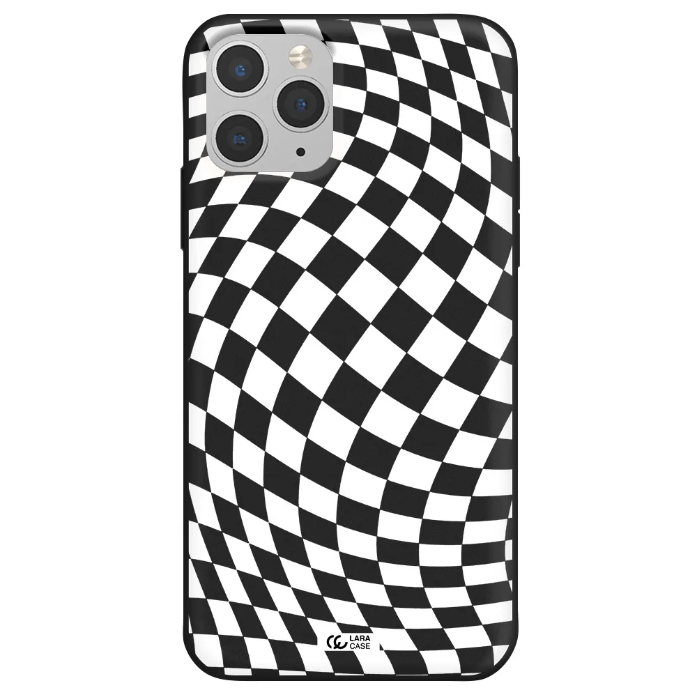 Wavy Checkered Apple iPhone 11 pro max Silicone black Case