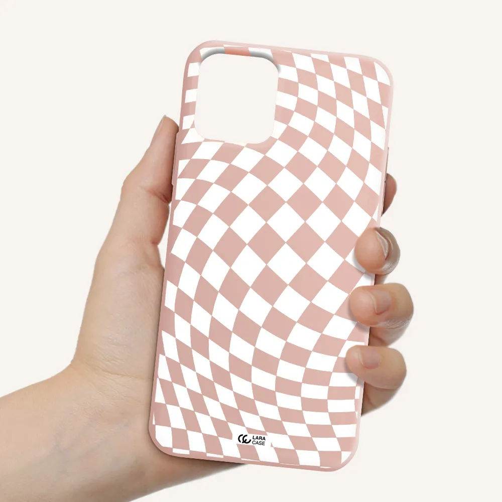 Wavy Checkered Apple iPhone 11 pro max Silicone pastel pink Case