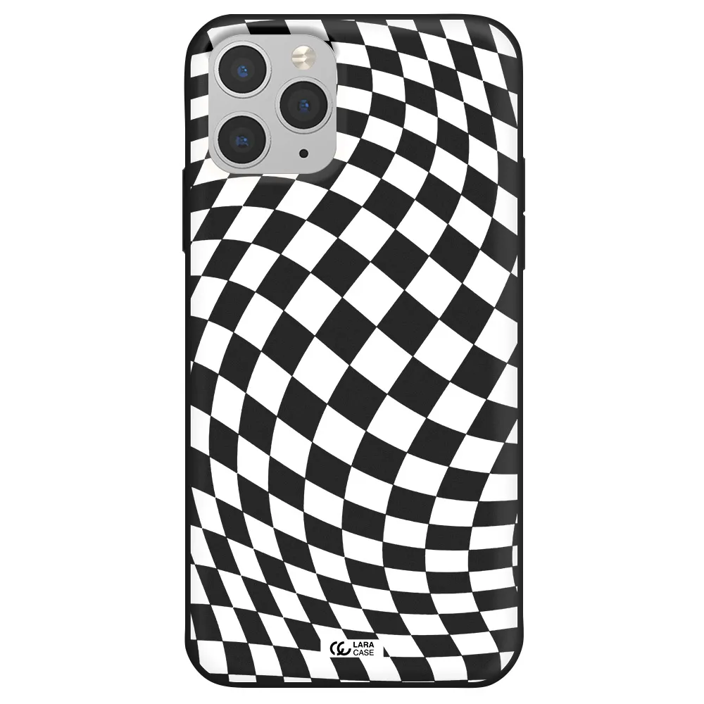 Wavy Checkered Apple iPhone 11 pro Silicone black Case