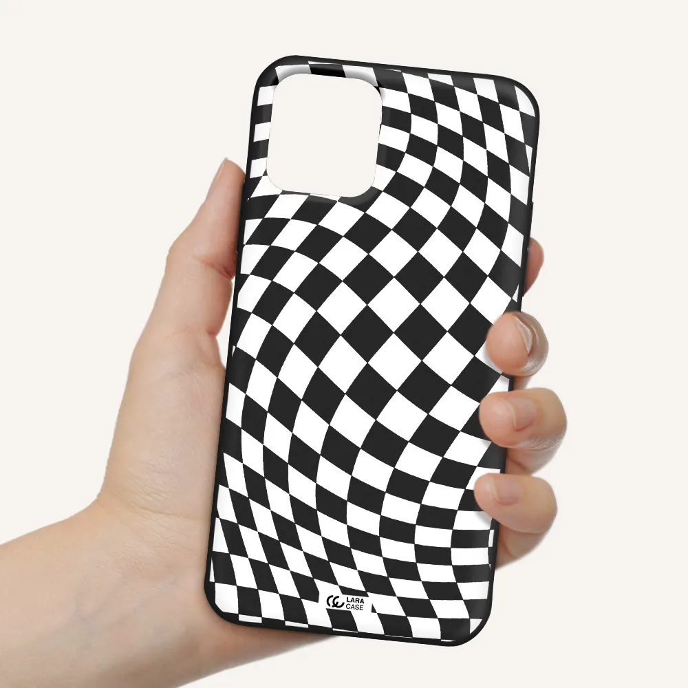 Wavy Checkered Apple iPhone 11 pro Silicone black Case