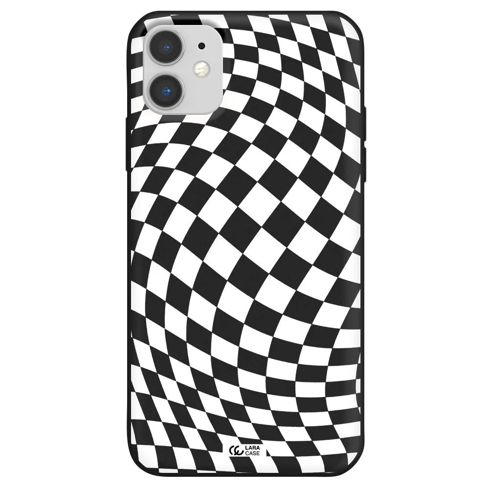 Wavy Checkered Apple iPhone 11 Silicone black Case