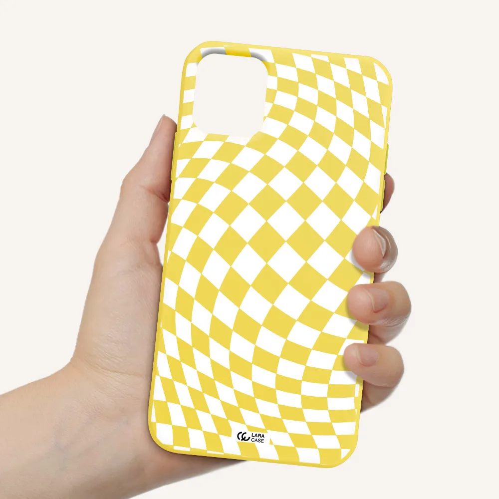 Wavy Checkered Apple iPhone 11 Silicone canary yellow Case