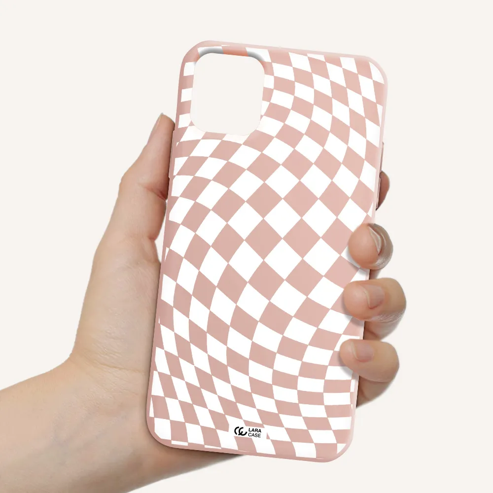 Wavy Checkered Apple iPhone 11 Silicone pastel pink Case