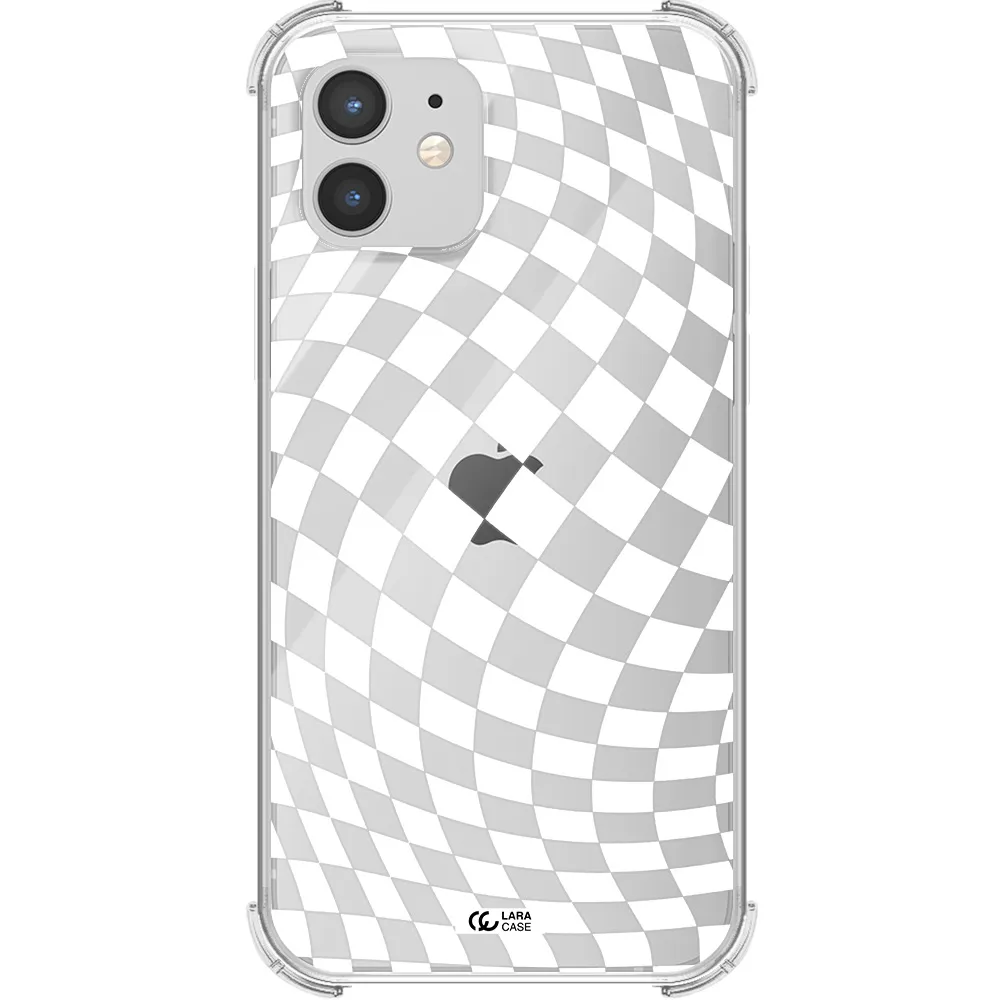 Wavy Checkered Apple iPhone 12 Clear PC Case