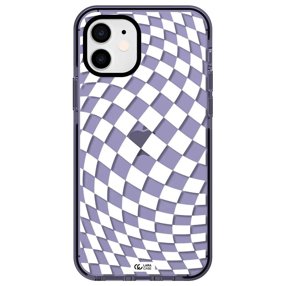 Wavy Checkered Apple iPhone 12 impact Lilac Case