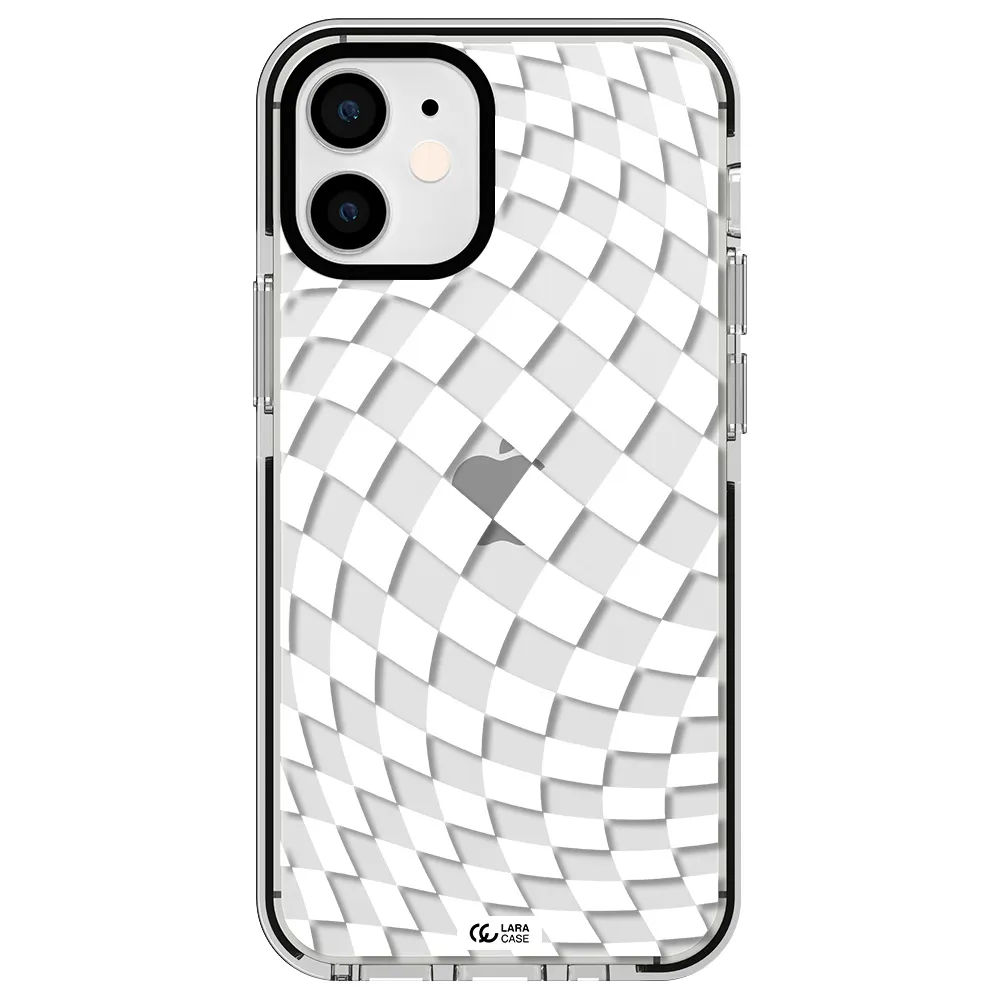 Wavy Checkered Apple iPhone 12 mini impact black border Case