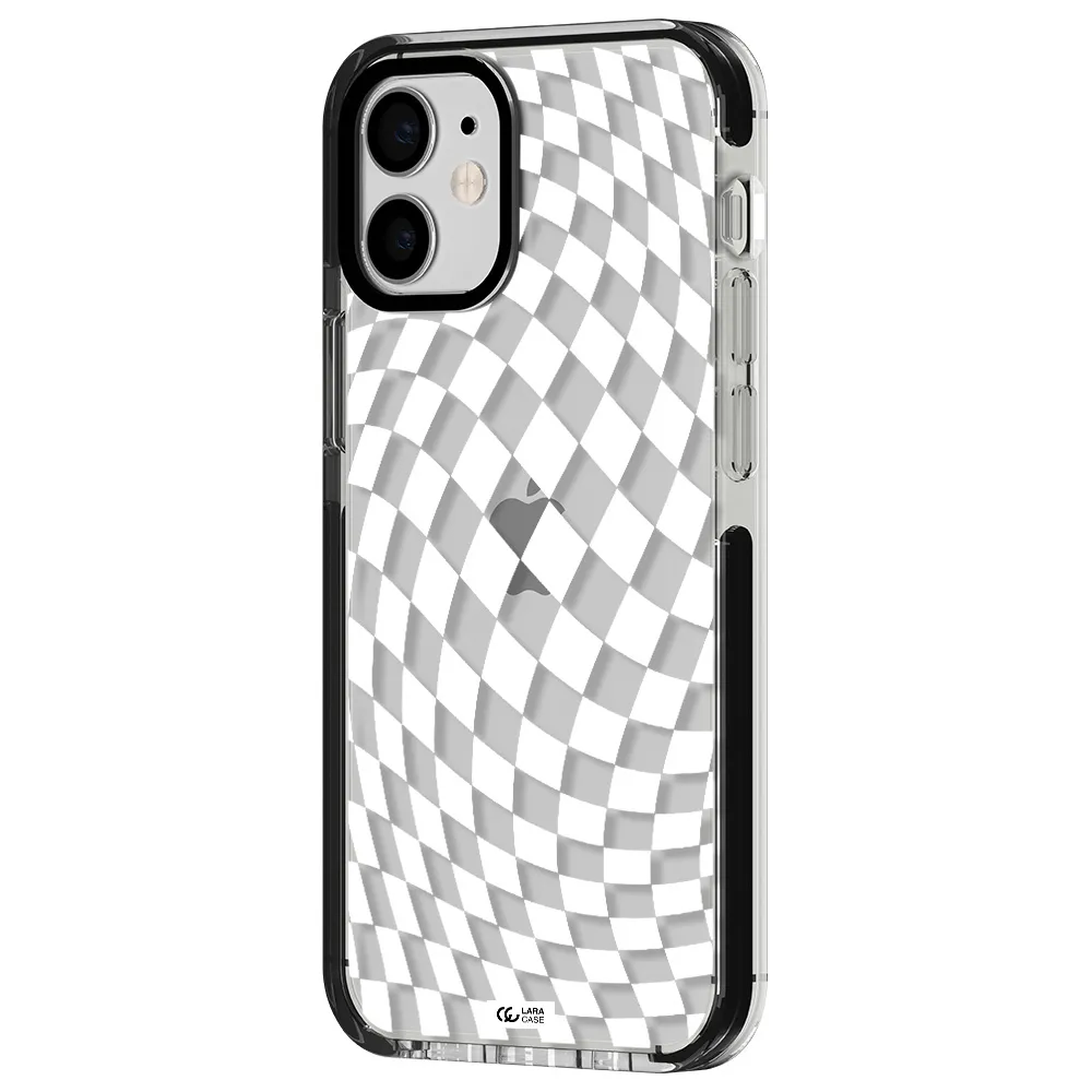 Wavy Checkered Apple iPhone 12 mini impact black border Case