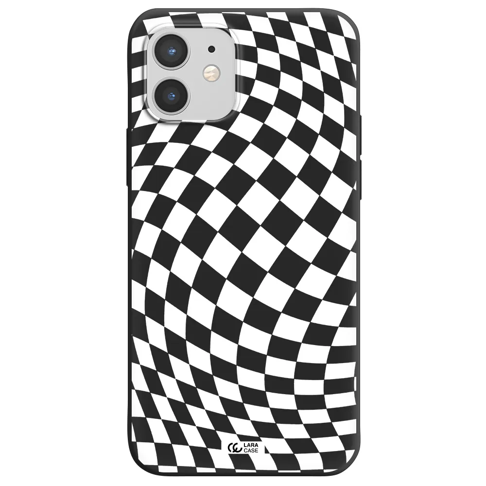 Wavy Checkered Apple iPhone 12 mini Silicone black Case