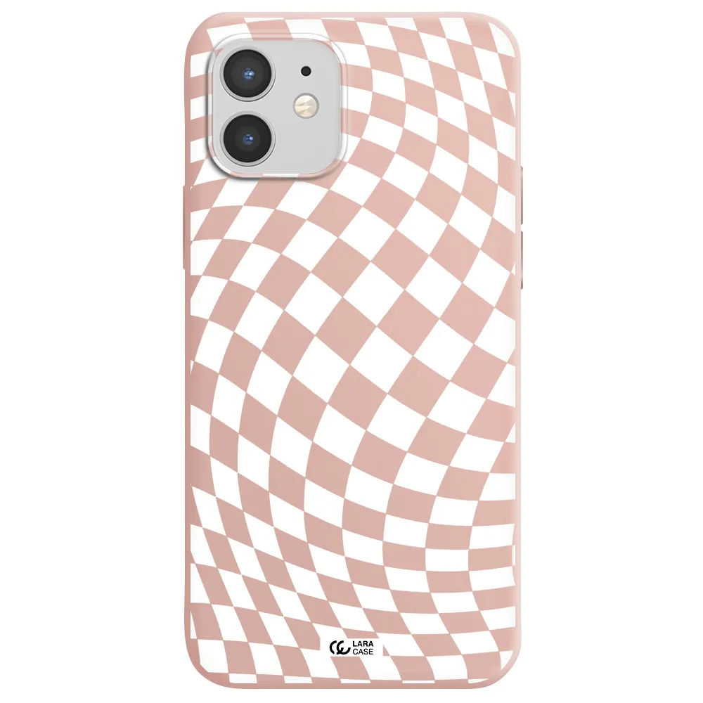 Wavy Checkered Apple iPhone 12 mini Silicone pastel pink Case