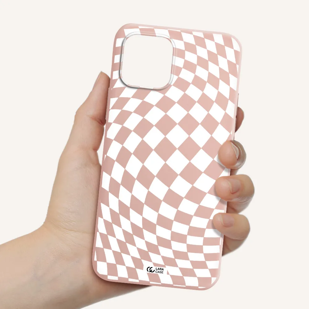 Wavy Checkered Apple iPhone 12 mini Silicone pastel pink Case
