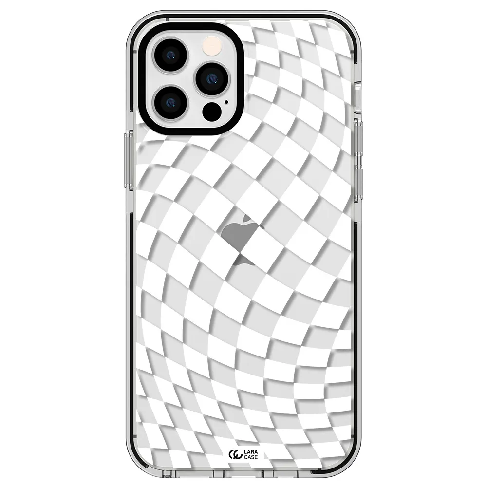 Wavy Checkered Apple iPhone 12 pro impact black border Case