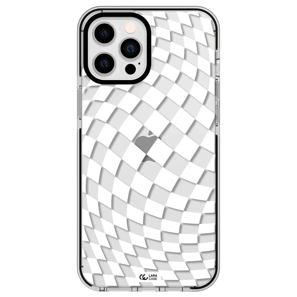 Wavy Checkered Apple iPhone 12 pro max impact black border Case