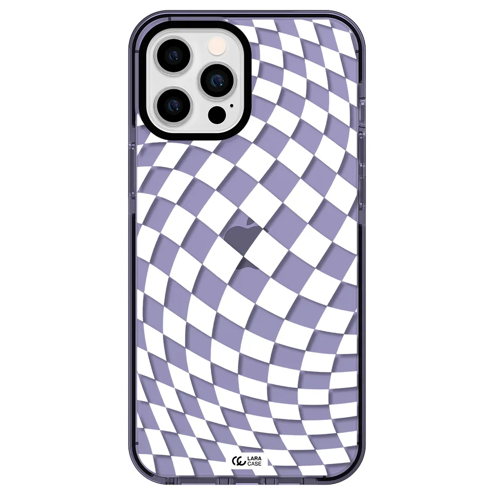 Wavy Checkered Apple iPhone 12 pro max impact Lilac Case
