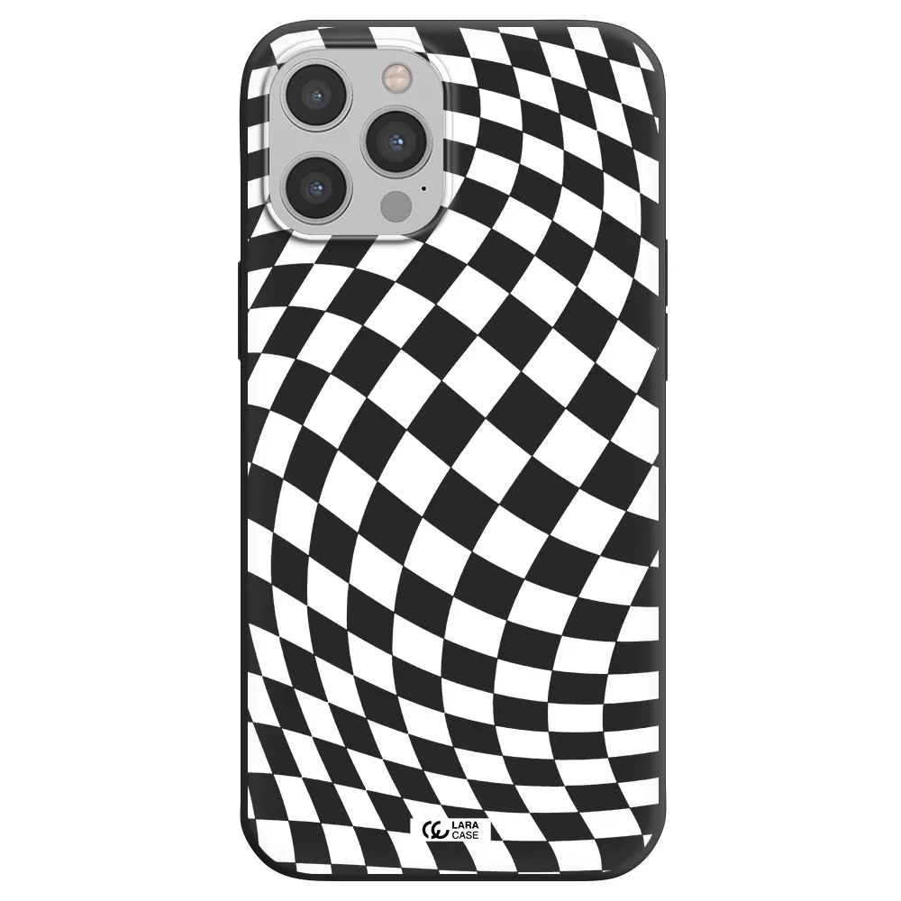 Wavy Checkered Apple iPhone 12 pro max Silicone black Case