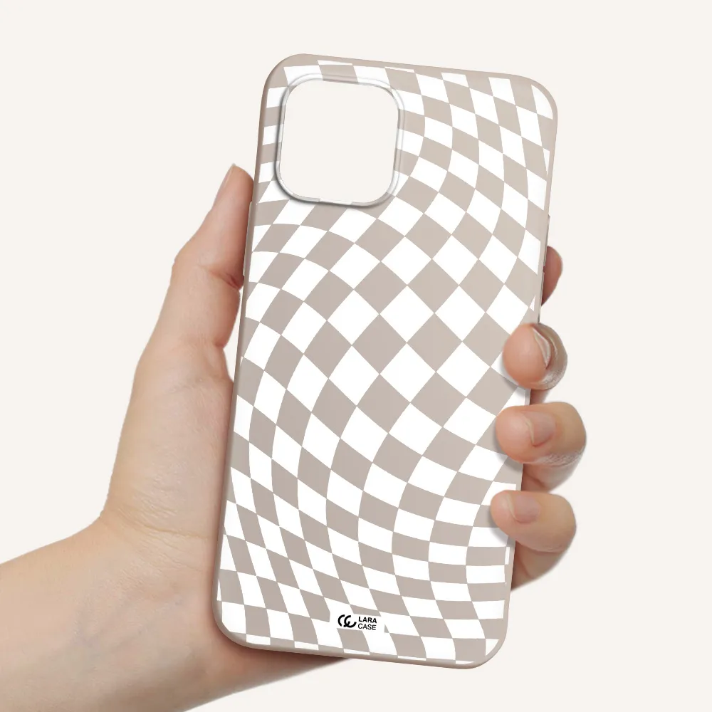 Wavy Checkered Apple iPhone 12 Silicone Stone Case