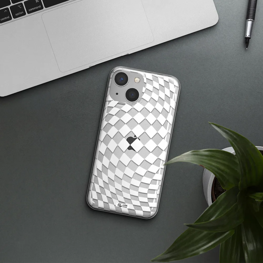 Wavy Checkered Apple iPhone 13 Clear TPU Case