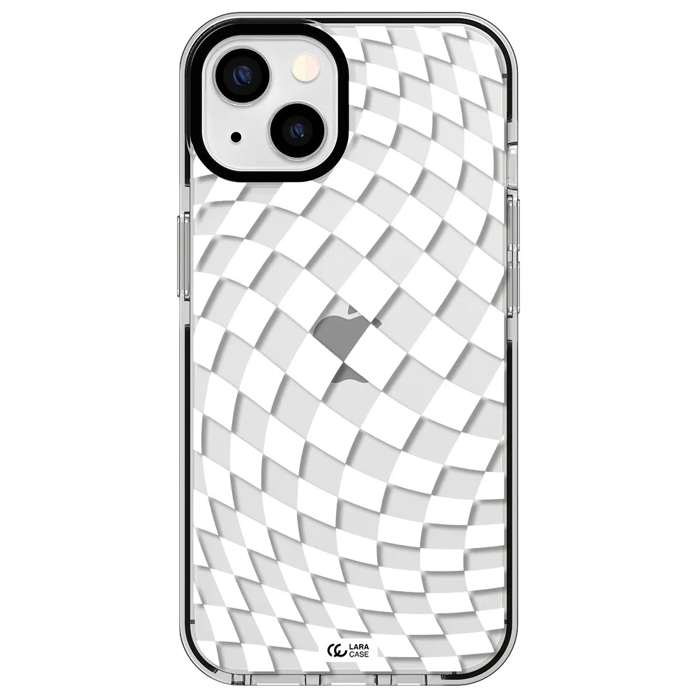 Wavy Checkered Apple iPhone 13 impact black border Case