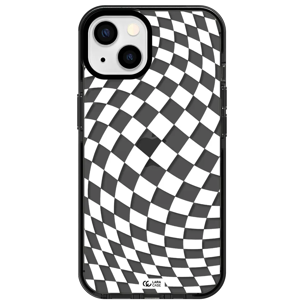Wavy Checkered Apple iPhone 13 impact Smoke Black Case