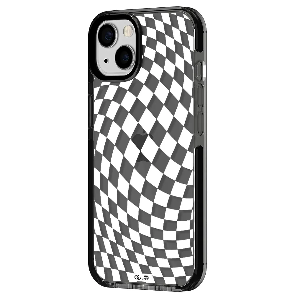Wavy Checkered Apple iPhone 13 impact Smoke Black Case