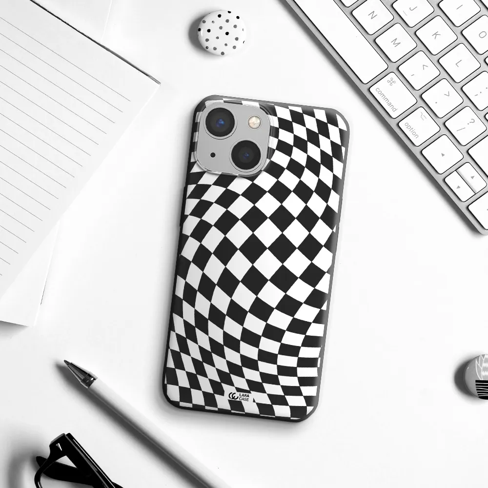 Wavy Checkered Apple iPhone 13 mini Silicone black Case