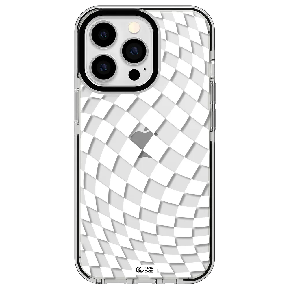 Wavy Checkered Apple iPhone 13 Pro impact black border Case
