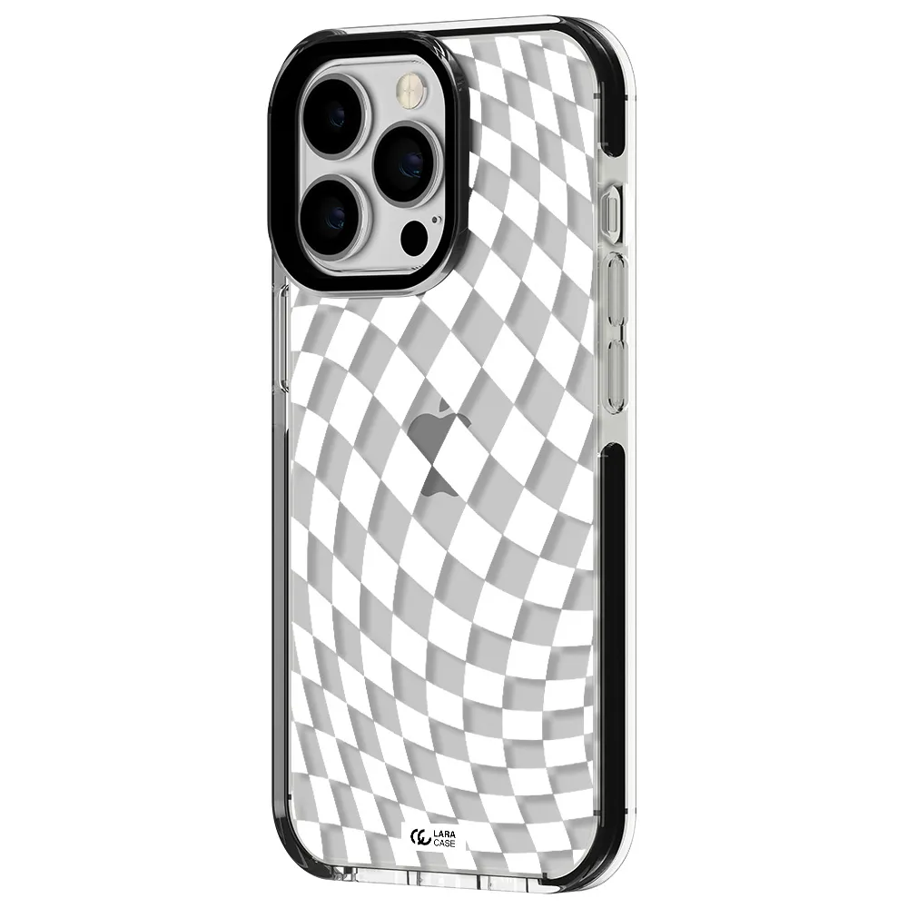 Wavy Checkered Apple iPhone 13 Pro impact black border Case