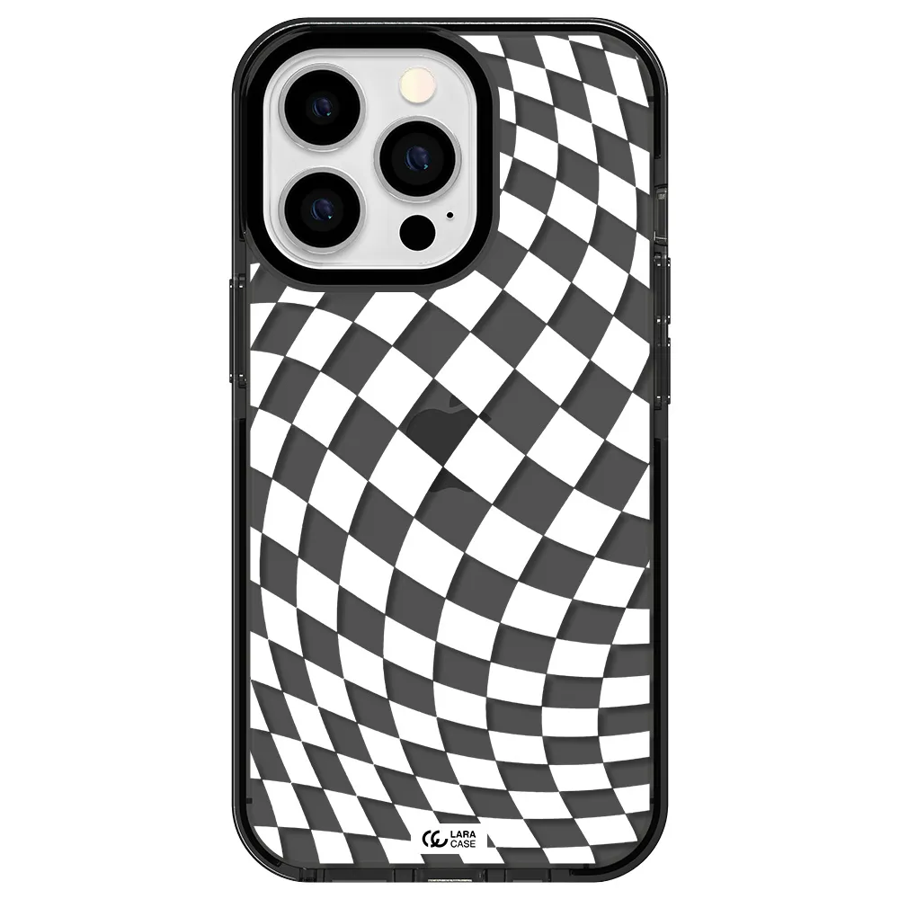 Wavy Checkered Apple iPhone 13 Pro impact Smoke Black Case