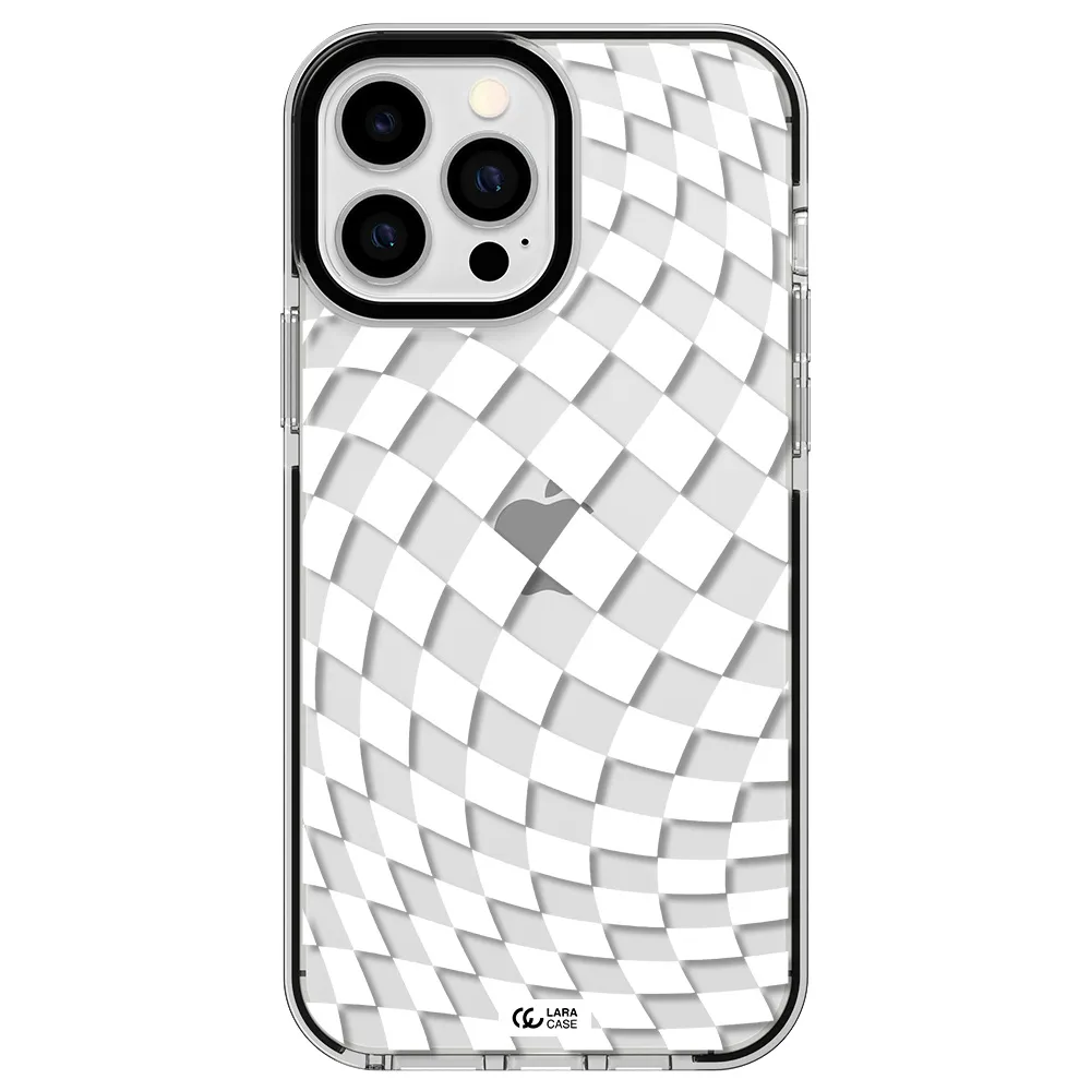 Wavy Checkered Apple iPhone 13 Pro Max impact black border Case