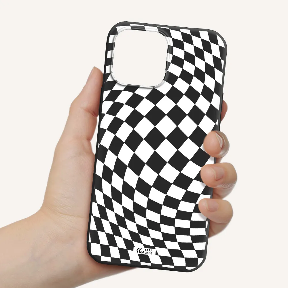Wavy Checkered Apple iPhone 13 Pro Max Silicone black Case