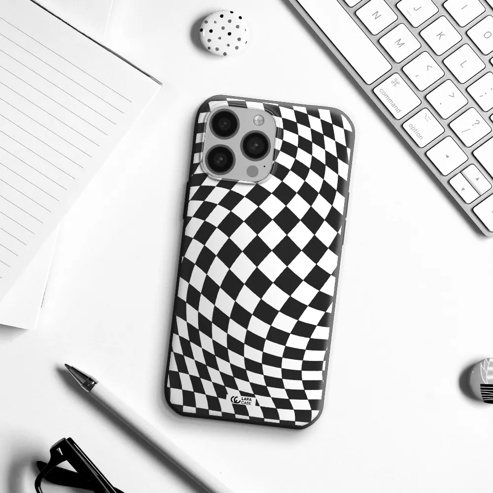Wavy Checkered Apple iPhone 13 Pro Max Silicone black Case