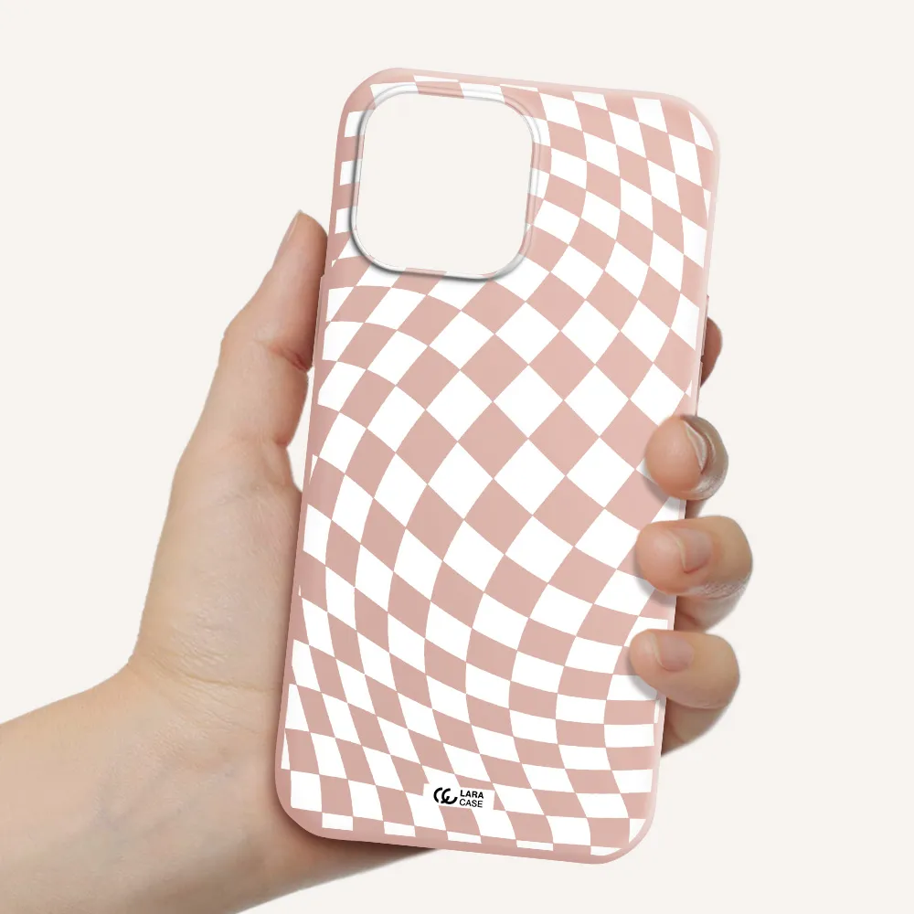 Wavy Checkered Apple iPhone 13 Pro Silicone pastel pink Case