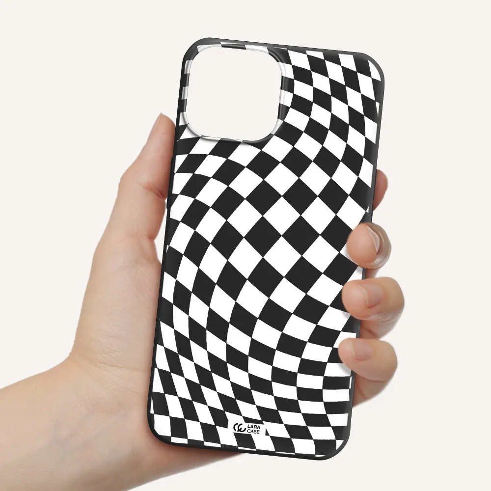 Wavy Checkered Apple iPhone 13 Silicone black Case