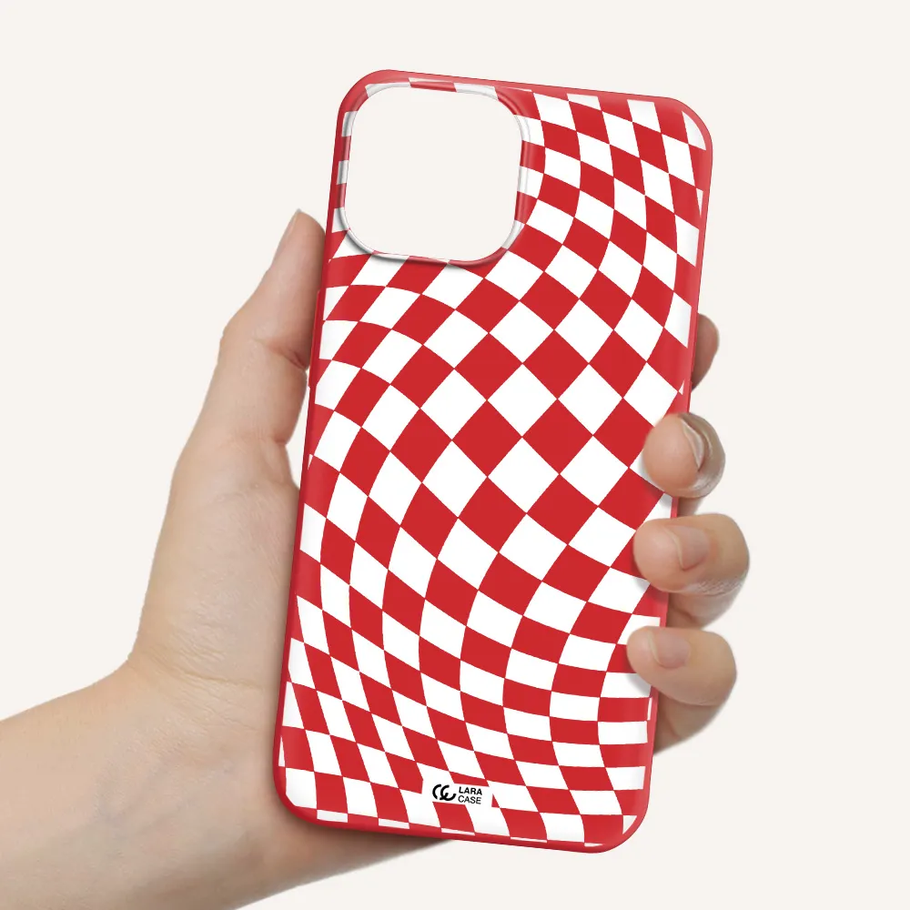 Wavy Checkered Apple iPhone 13 Silicone Imperial Red Case