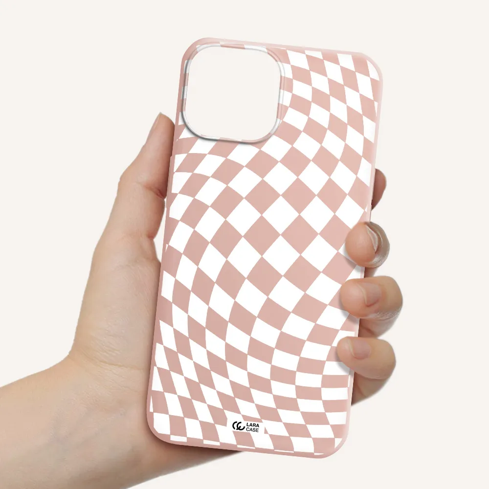 Wavy Checkered Apple iPhone 13 Silicone pastel pink Case