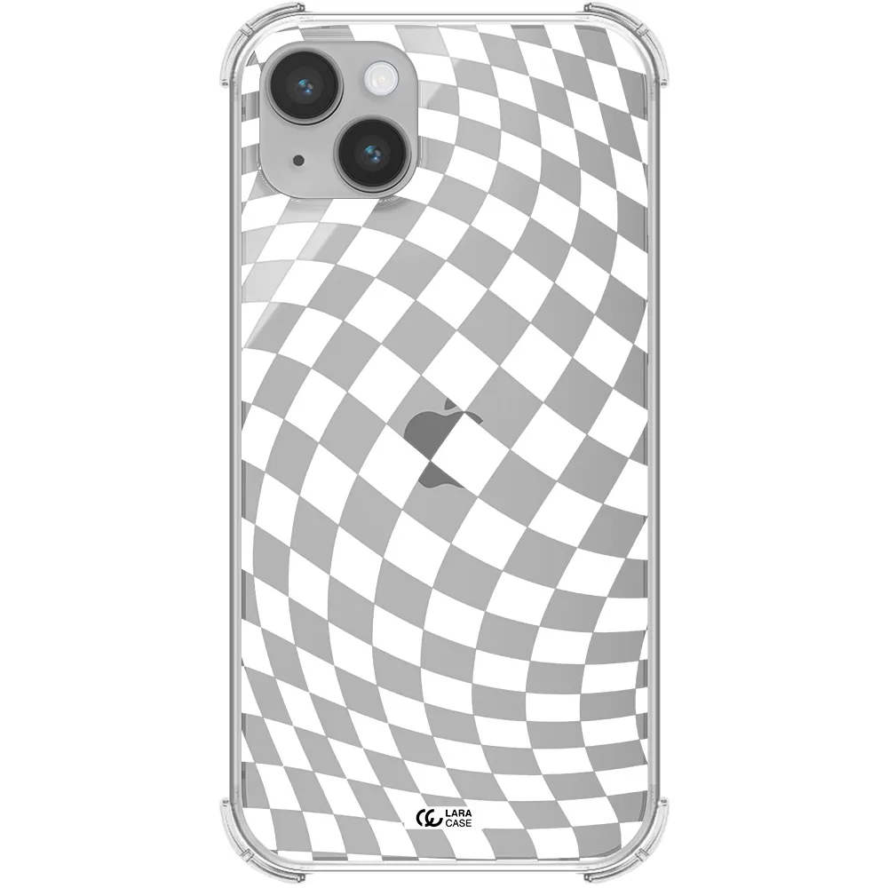 Wavy Checkered Apple iPhone 14 Clear PC Case