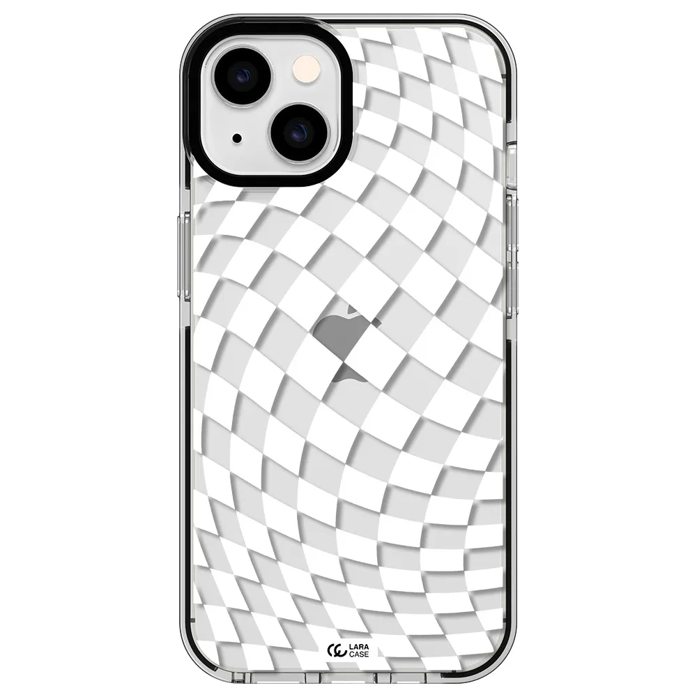 Wavy Checkered Apple iPhone 14 impact black border Case