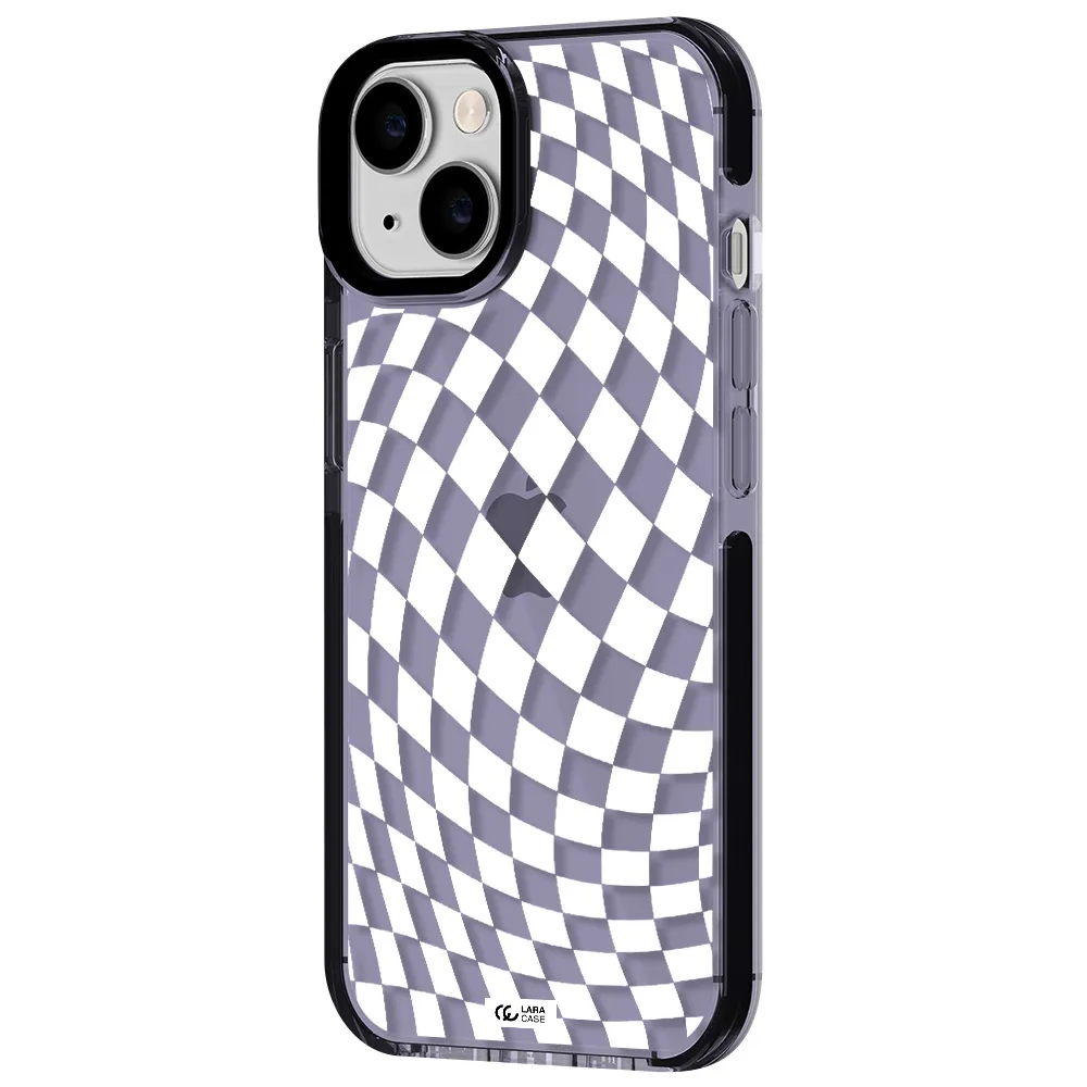 Wavy Checkered Apple iPhone 14 impact Lilac Case