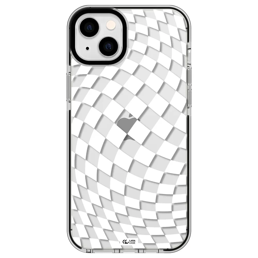 Wavy Checkered Apple iPhone 14 plus impact black border Case