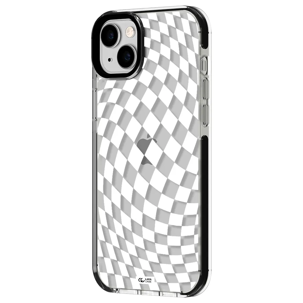 Wavy Checkered Apple iPhone 14 plus impact black border Case