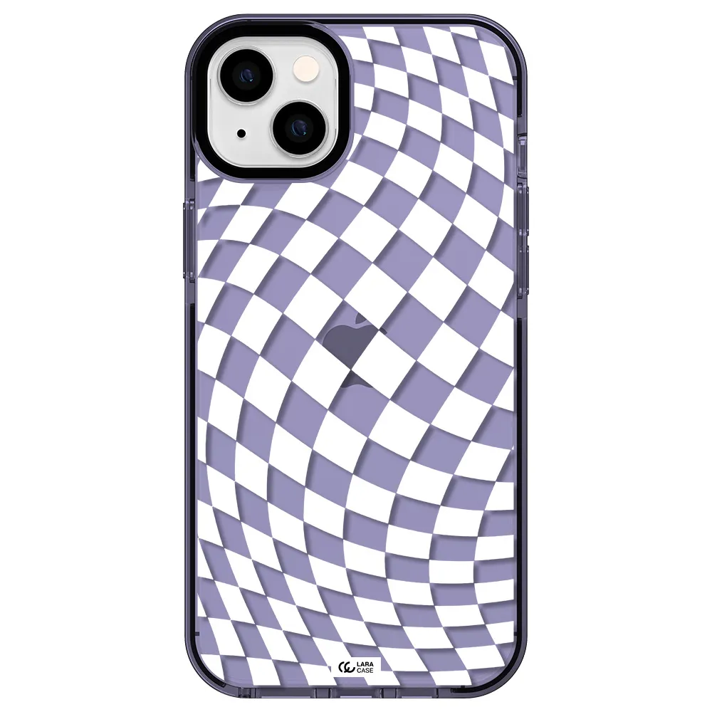 Wavy Checkered Apple iPhone 14 plus impact Lilac Case