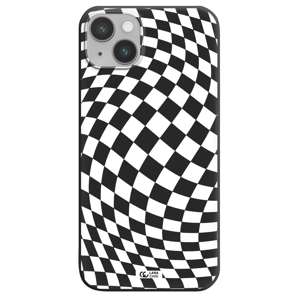 Wavy Checkered Apple iPhone 14 plus Silicone black Case