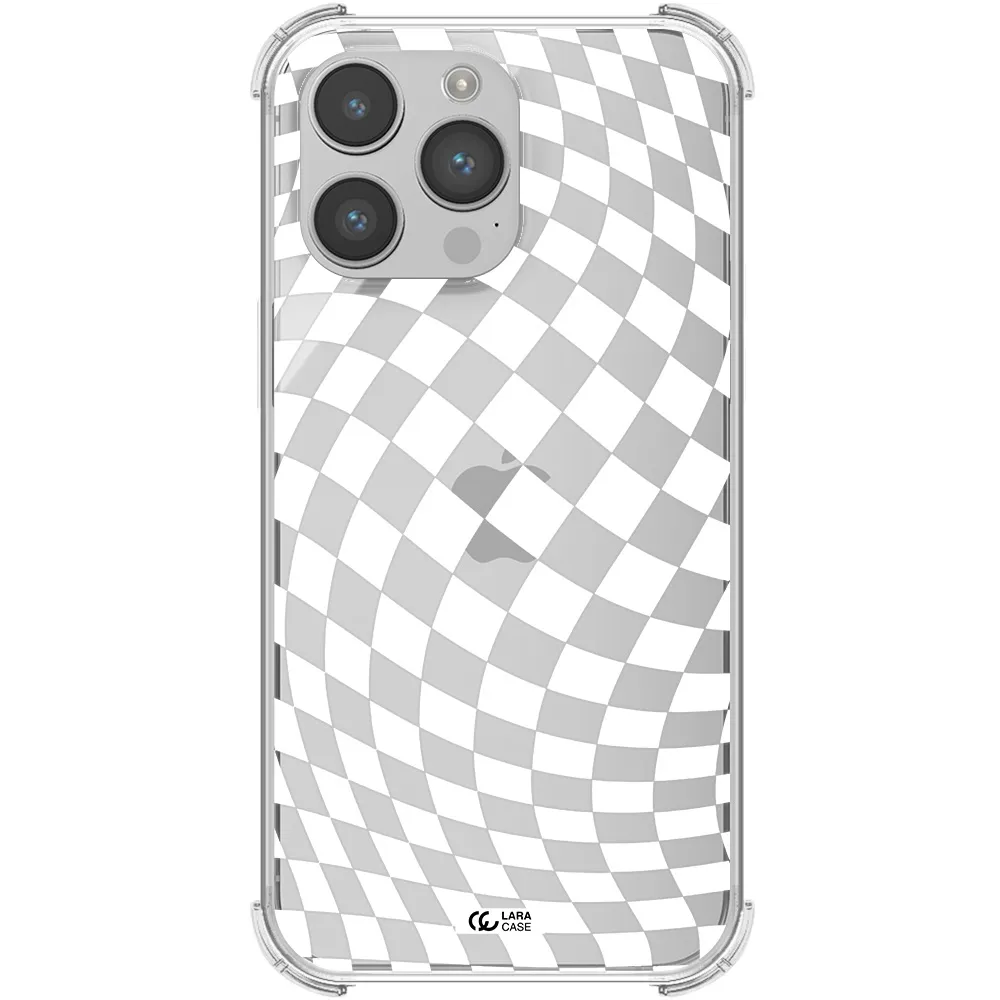 Wavy Checkered Apple iPhone 14 pro Clear PC Case