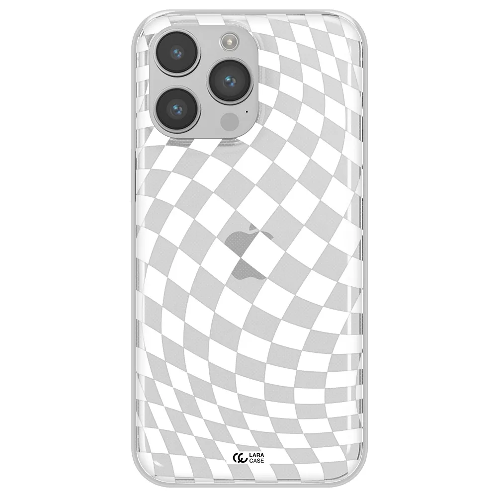 Wavy Checkered Apple iPhone 14 pro Clear TPU Case