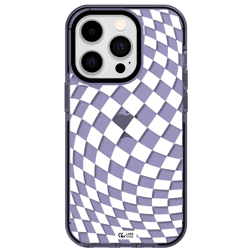 Wavy Checkered Apple iPhone 14 pro impact Lilac Case