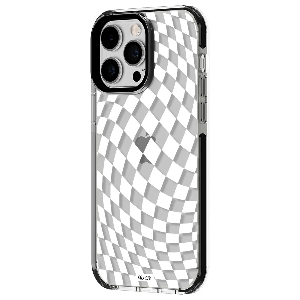 Wavy Checkered Apple iPhone 14 pro max impact black border Case